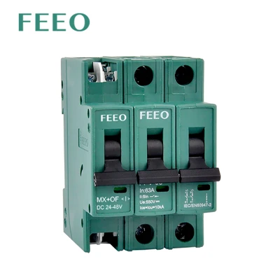 63A DC Mcb MX + OF สวิตช์เสริมปิดรีโมทคอนโทรล